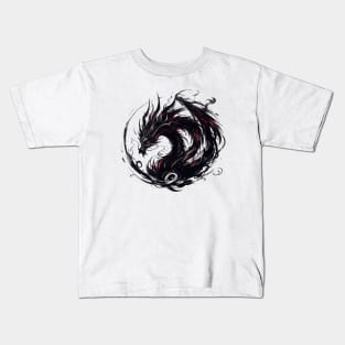 Japanese dragon painted in ink Kids T-Shirt